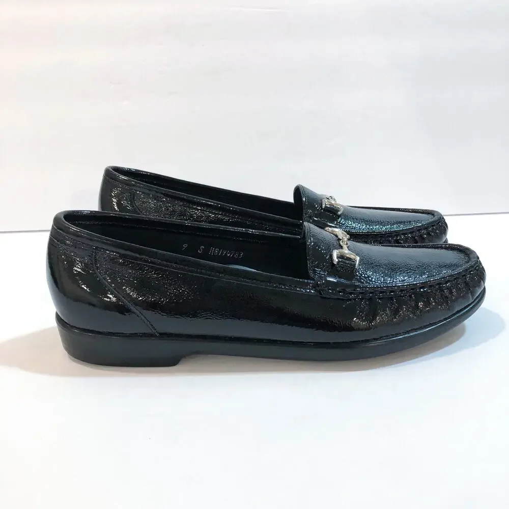 SAS Metro Black Patent Leather Loafers Flats - Picture 2 of 11